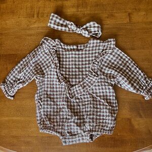 Rylee and Cru gingham romper 3-6 months